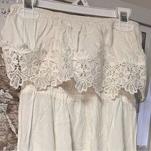 White Lace-Trim Maxi Dress